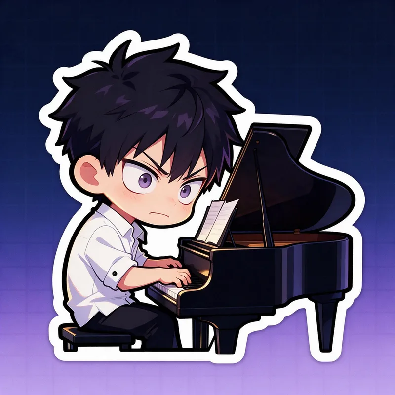 ラブ顔診断「孤高の天才ピアニスト」タイプのイラスト
